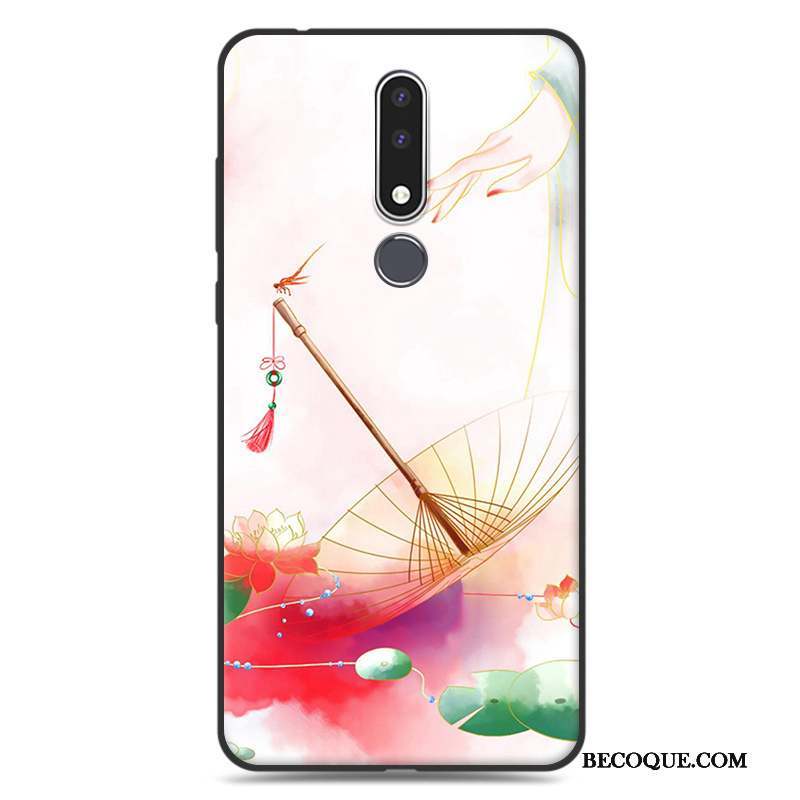 Nokia 3.1 Plus Coque Art Bleu Délavé En Daim Silicone Étui Simple