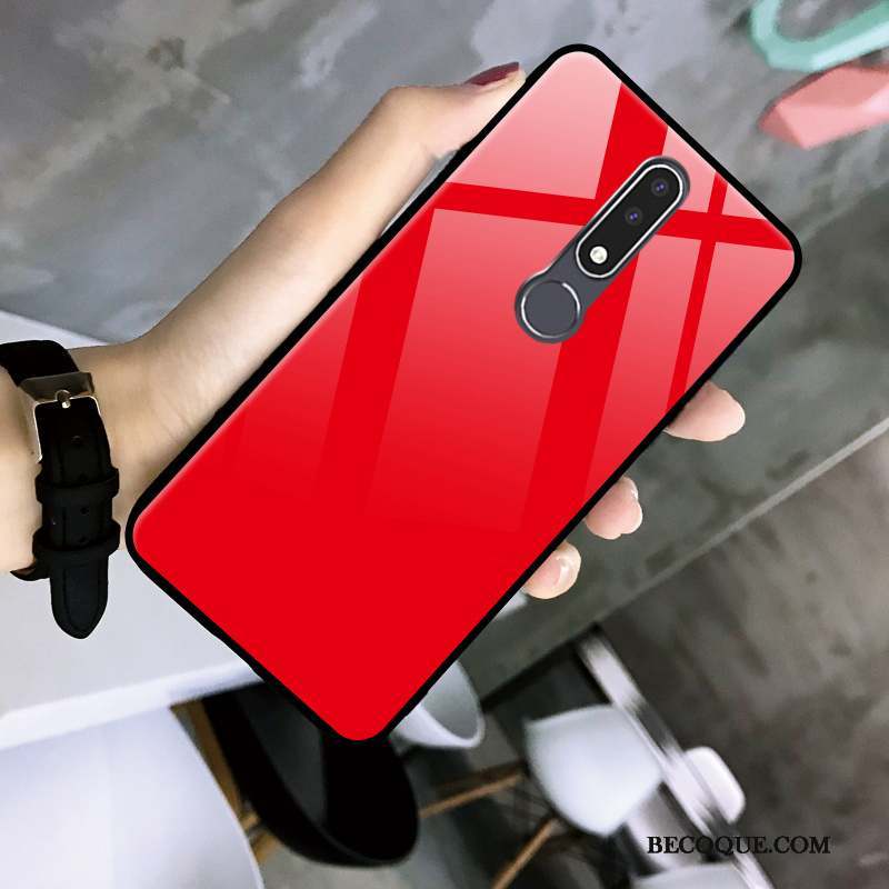 Nokia 3.1 Plus Personnalité Fluide Doux Étui Coque De Téléphone Rouge Verre