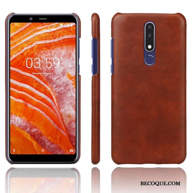 Nokia 3.1 Plus Protection Étui Couleur Unie Cuir Modèle Fleurie Coque De Téléphone