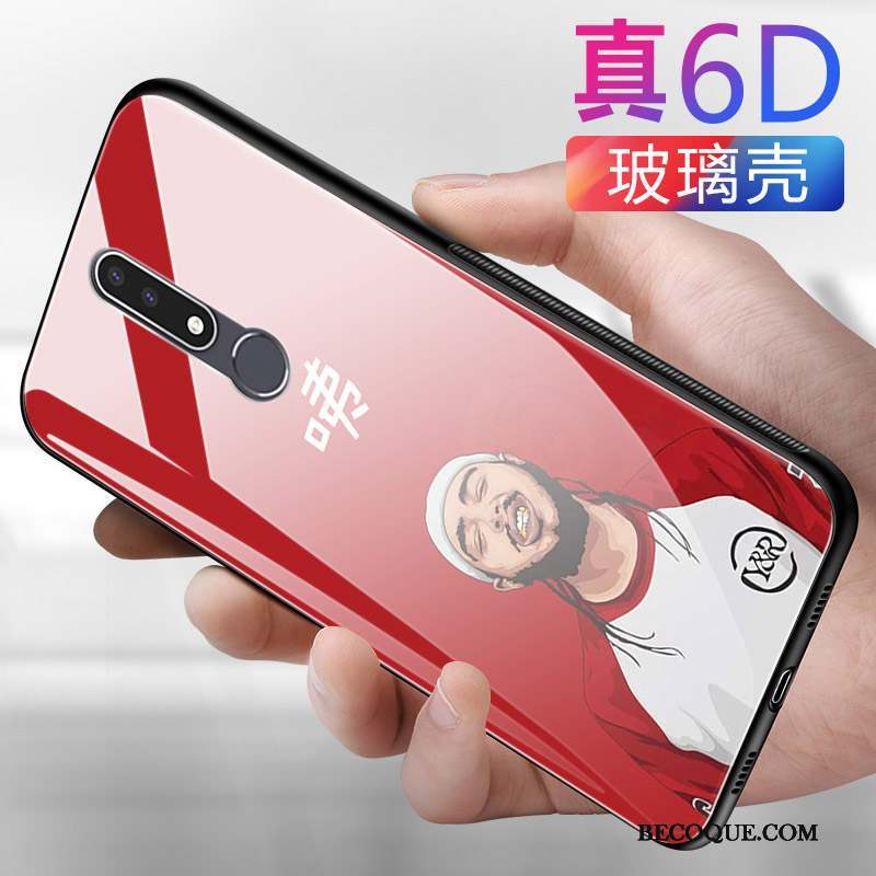 Nokia 3.1 Plus Rouge Charmant Amoureux Coque De Téléphone Dessin Animé Verre