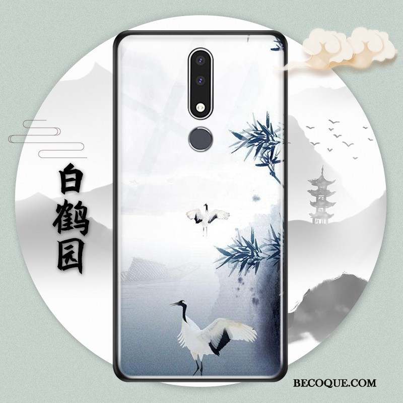 Nokia 3.1 Plus Style Chinois Protection Bleu Coque Verre Étui
