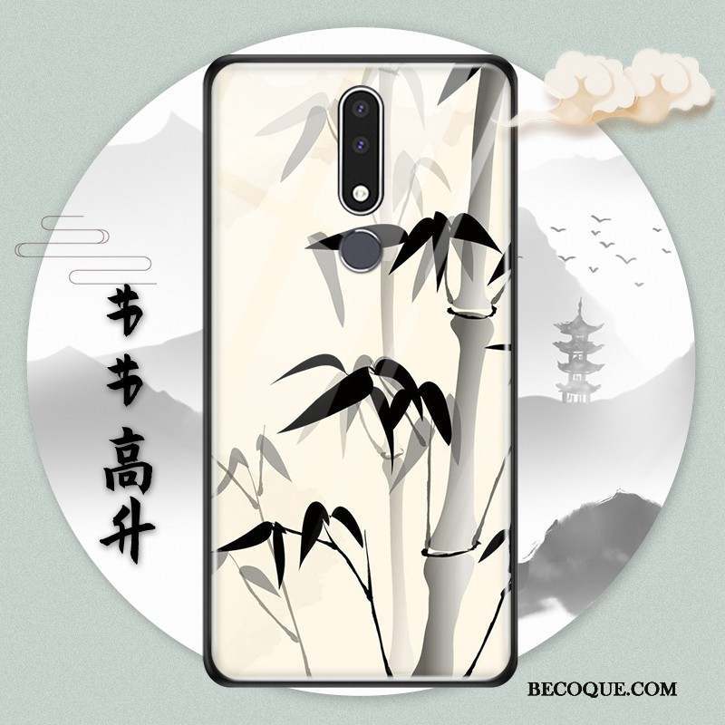 Nokia 3.1 Plus Style Chinois Protection Bleu Coque Verre Étui