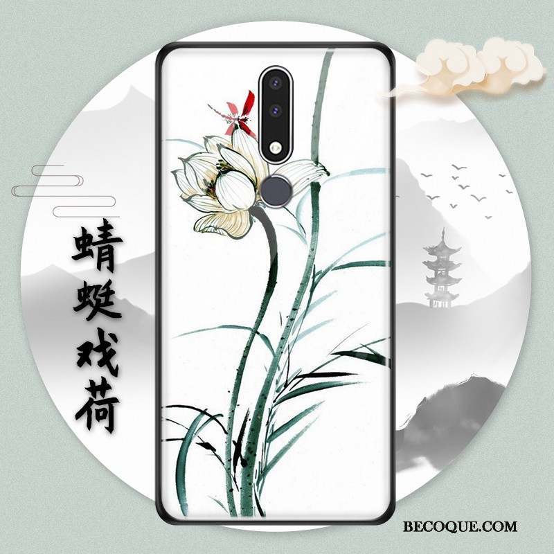 Nokia 3.1 Plus Style Chinois Protection Bleu Coque Verre Étui