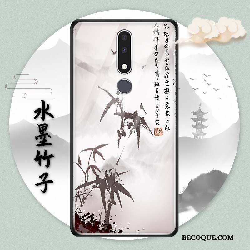 Nokia 3.1 Plus Style Chinois Protection Bleu Coque Verre Étui