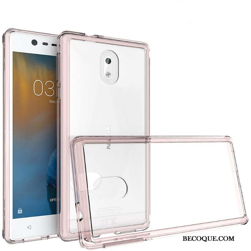 Nokia 3 Coque Protection Border Bleu Étui Personnalité Transparent