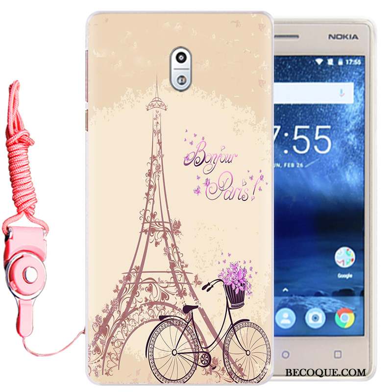 Nokia 3 Coque Silicone Ornements Suspendus Fluide Doux Violet Téléphone Portable Protection