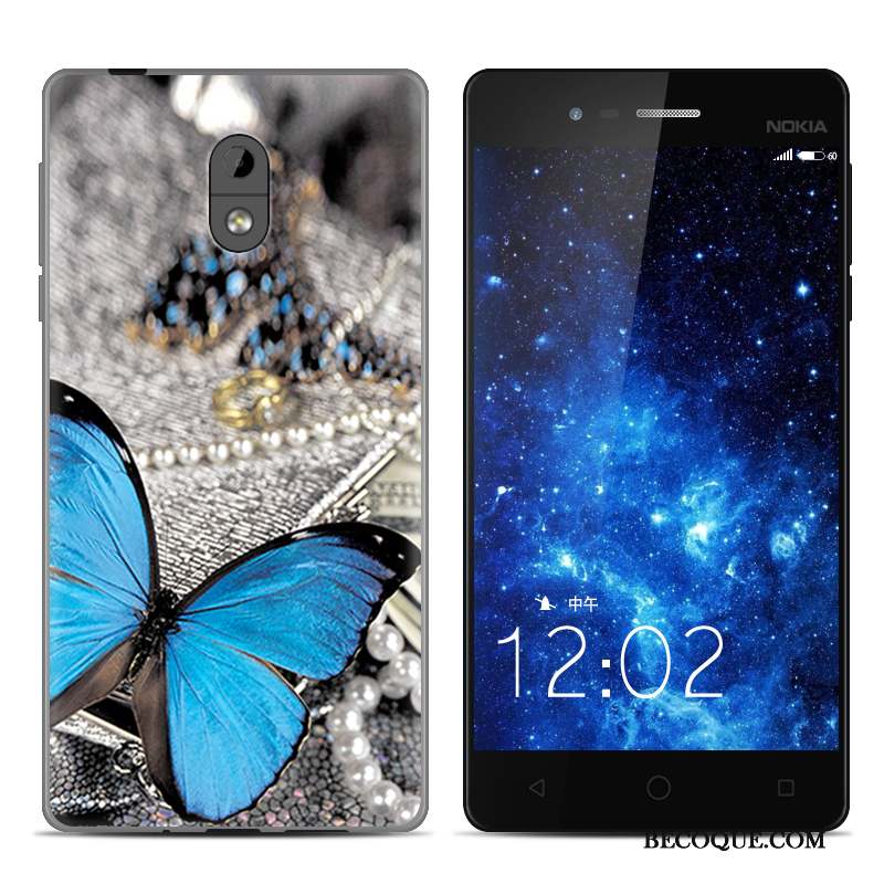 Nokia 3 Dessin Animé Fluide Doux Peinture Protection Noir Coque