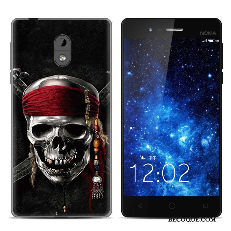 Nokia 3 Dessin Animé Fluide Doux Peinture Protection Noir Coque