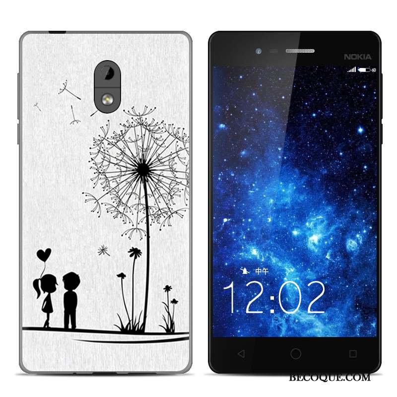 Nokia 3 Dessin Animé Fluide Doux Peinture Protection Noir Coque