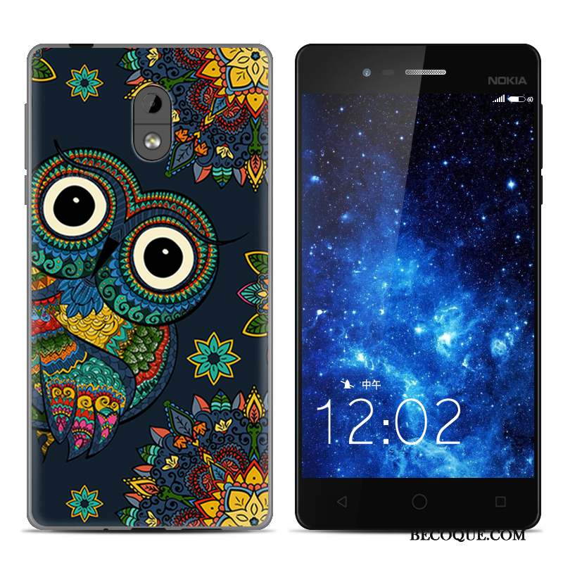 Nokia 3 Dessin Animé Fluide Doux Peinture Protection Noir Coque