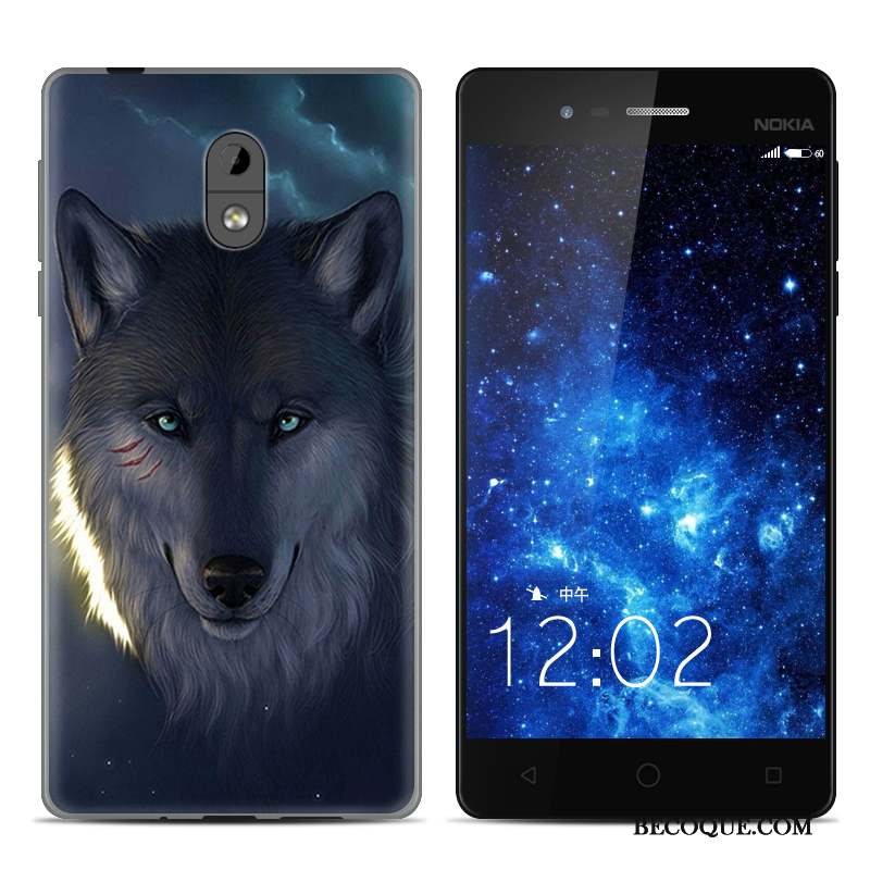 Nokia 3 Dessin Animé Fluide Doux Peinture Protection Noir Coque