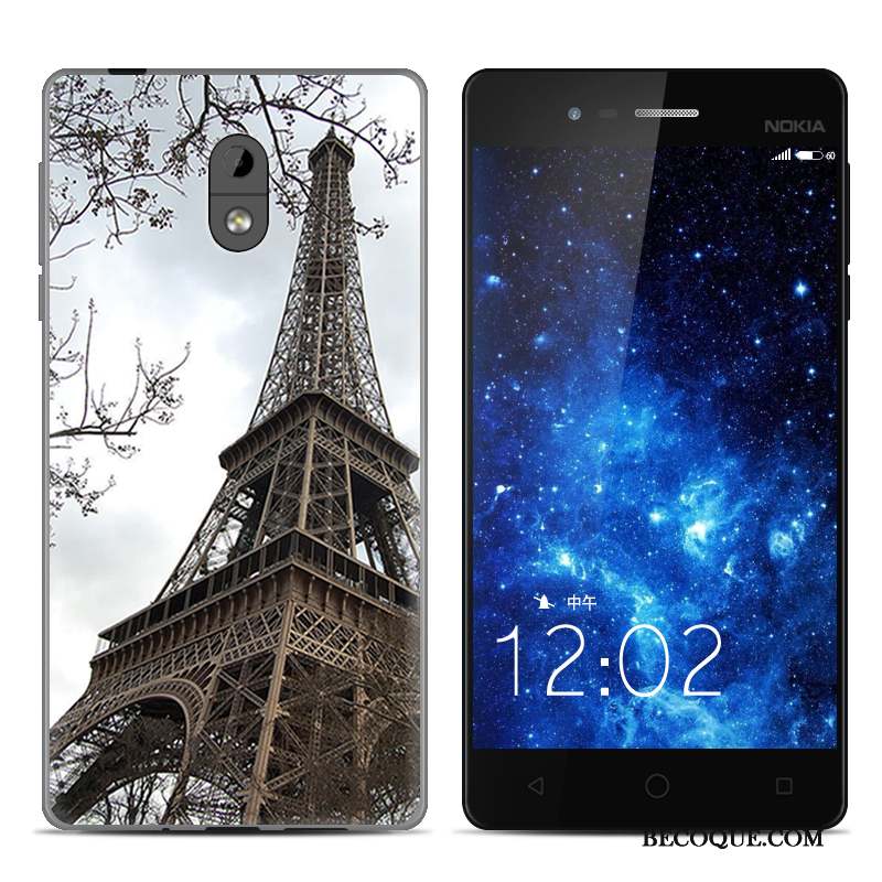 Nokia 3 Dessin Animé Fluide Doux Peinture Protection Noir Coque