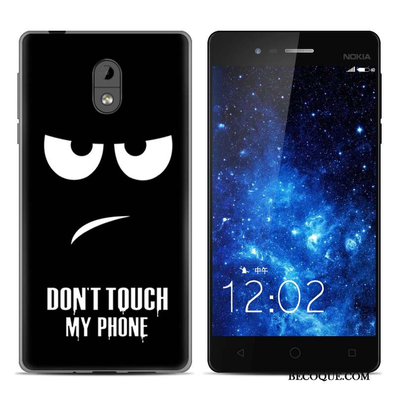 Nokia 3 Dessin Animé Fluide Doux Peinture Protection Noir Coque