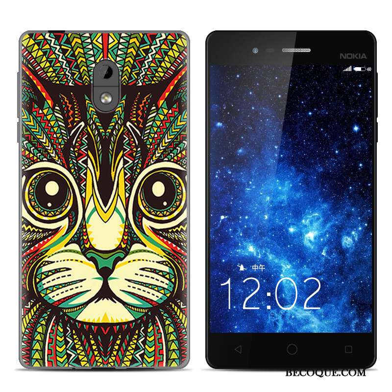 Nokia 3 Dessin Animé Fluide Doux Peinture Protection Noir Coque