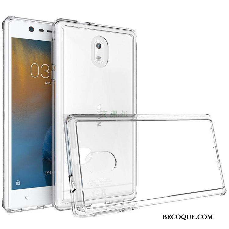 Nokia 3 Incassable Noir Coque De Téléphone Étui Fluide Doux Transparent