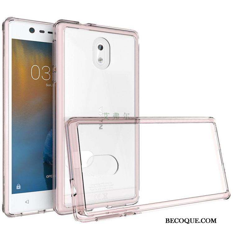 Nokia 3 Incassable Noir Coque De Téléphone Étui Fluide Doux Transparent