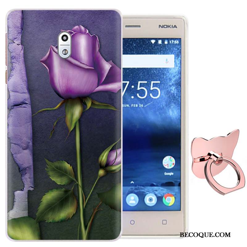 Nokia 3 Rose Une Agrafe Coque De Téléphone Fluide Doux Dessin Animé Étui