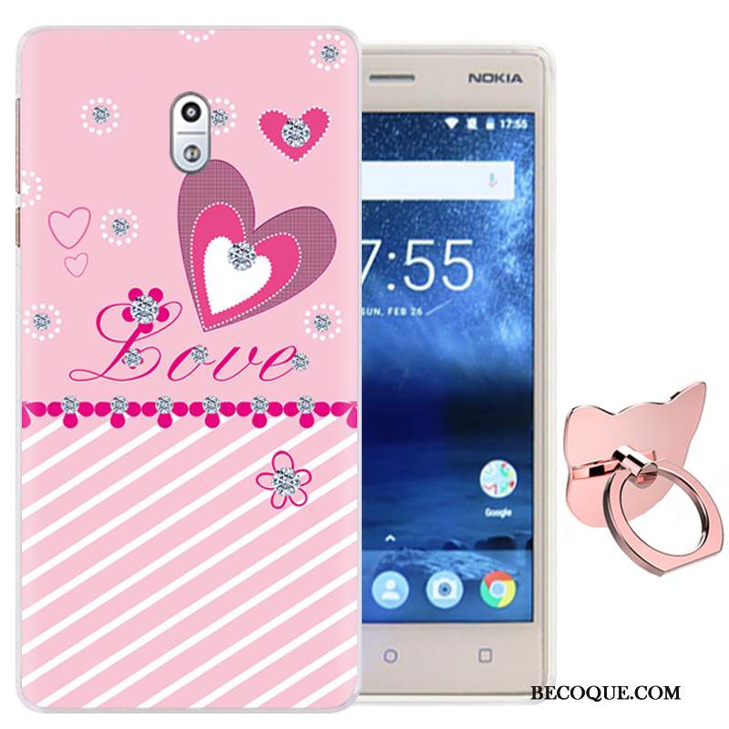 Nokia 3 Rose Une Agrafe Coque De Téléphone Fluide Doux Dessin Animé Étui