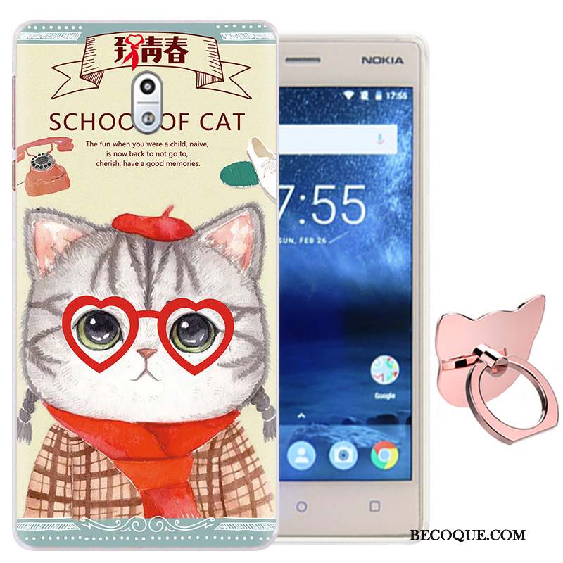 Nokia 3 Rose Une Agrafe Coque De Téléphone Fluide Doux Dessin Animé Étui