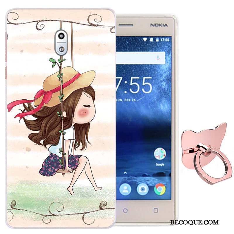 Nokia 3 Rose Une Agrafe Coque De Téléphone Fluide Doux Dessin Animé Étui