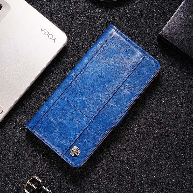 Nokia 5.1 Plus Coque Étui Téléphone Portable Bleu Portefeuille Étui En Cuir Protection