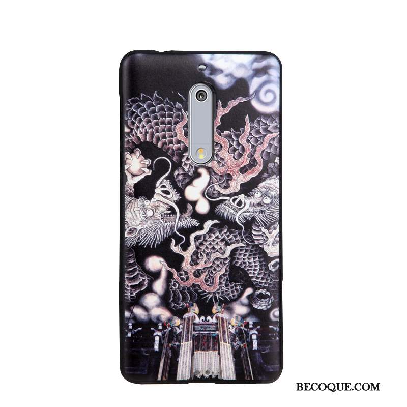 Nokia 5 Coque Dessin Animé Étui Business Peinture Tendance Gaufrage