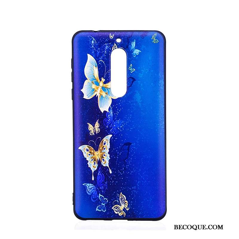 Nokia 5 Gaufrage Bleu Étui Coque De Téléphone Tendance Dessin Animé