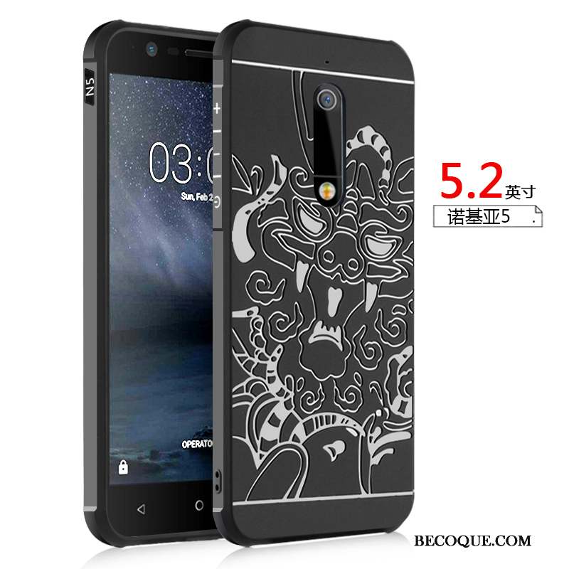 Nokia 5 Incassable Délavé En Daim Coque Silicone De Téléphone Bleu