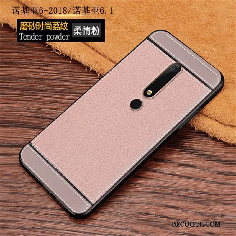 Nokia 6.1 Coque De Téléphone Silicone Litchi Étui Cuir Incassable