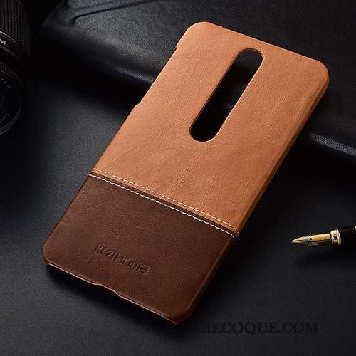 Nokia 6.1 Coque Protection Étui Rouge Cuir Véritable Téléphone Portable