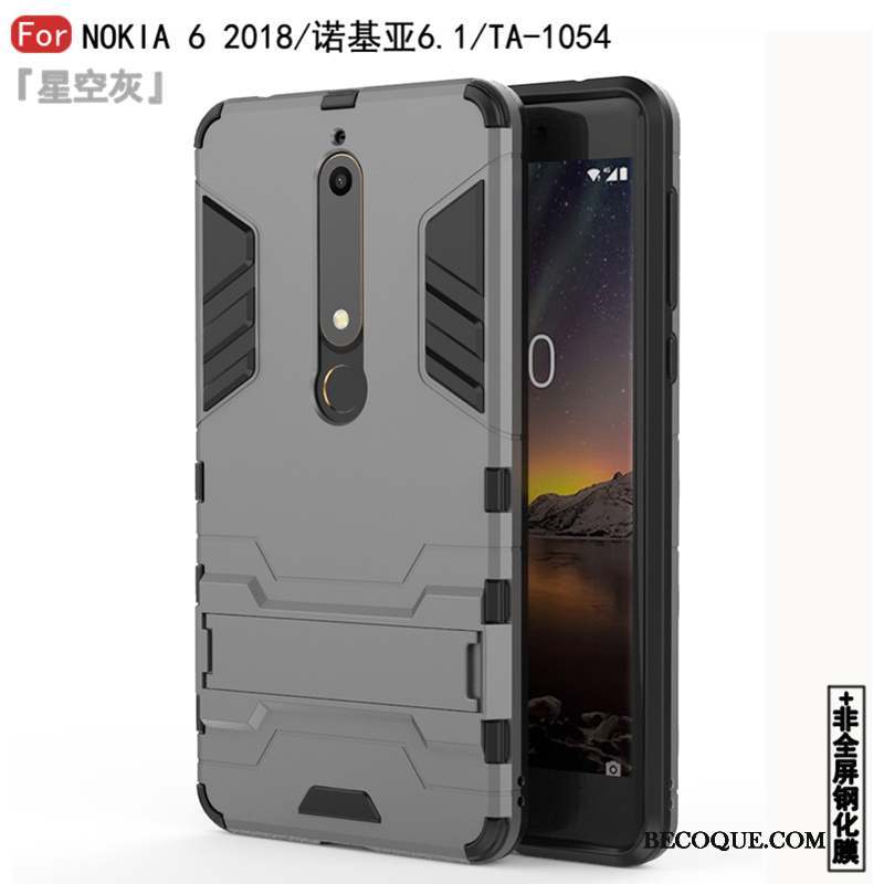 Nokia 6.1 Coque Tout Compris Fluide Doux Support Incassable Noir Protection