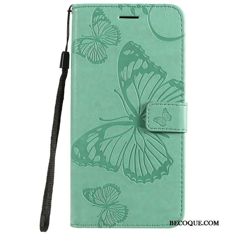 Nokia 6.2 Coque De Téléphone Étui En Cuir Bleu Fleurs De Papillons Clamshell Protection