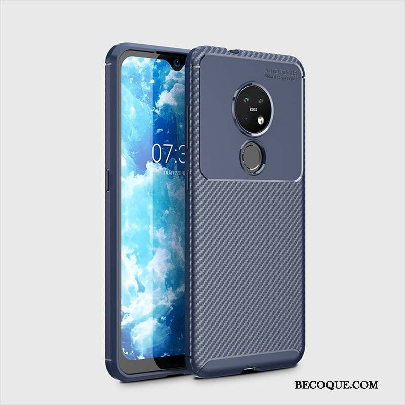 Nokia 6.2 Incassable Fibre Modèle Fleurie Coque De Téléphone Bleu Délavé En Daim