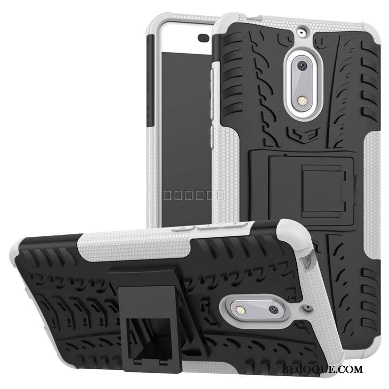 Nokia 6 Coque Difficile Trois Défenses Protection Bleu Créatif Support