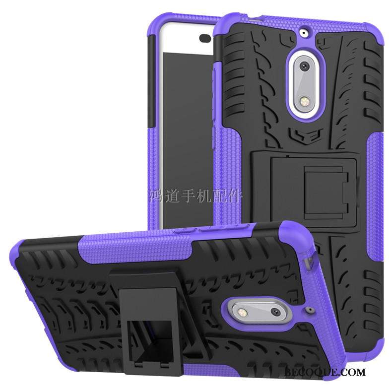 Nokia 6 Coque Difficile Trois Défenses Protection Bleu Créatif Support