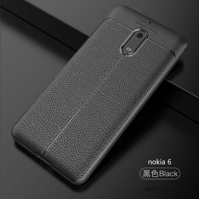 Nokia 6 Coque Gris Personnalité Cuir Incassable Modèle Fleurie Silicone