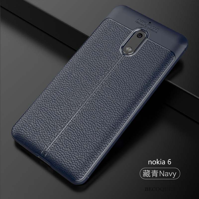 Nokia 6 Coque Gris Personnalité Cuir Incassable Modèle Fleurie Silicone