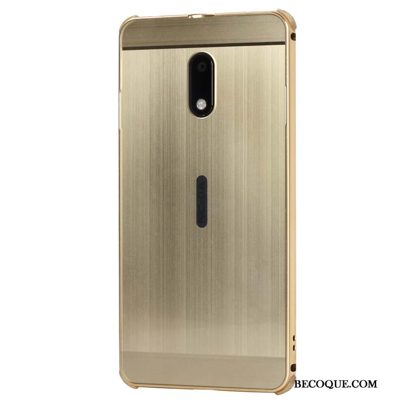 Nokia 6 Coque Métal Tendance Étui Border Argent Téléphone Portable