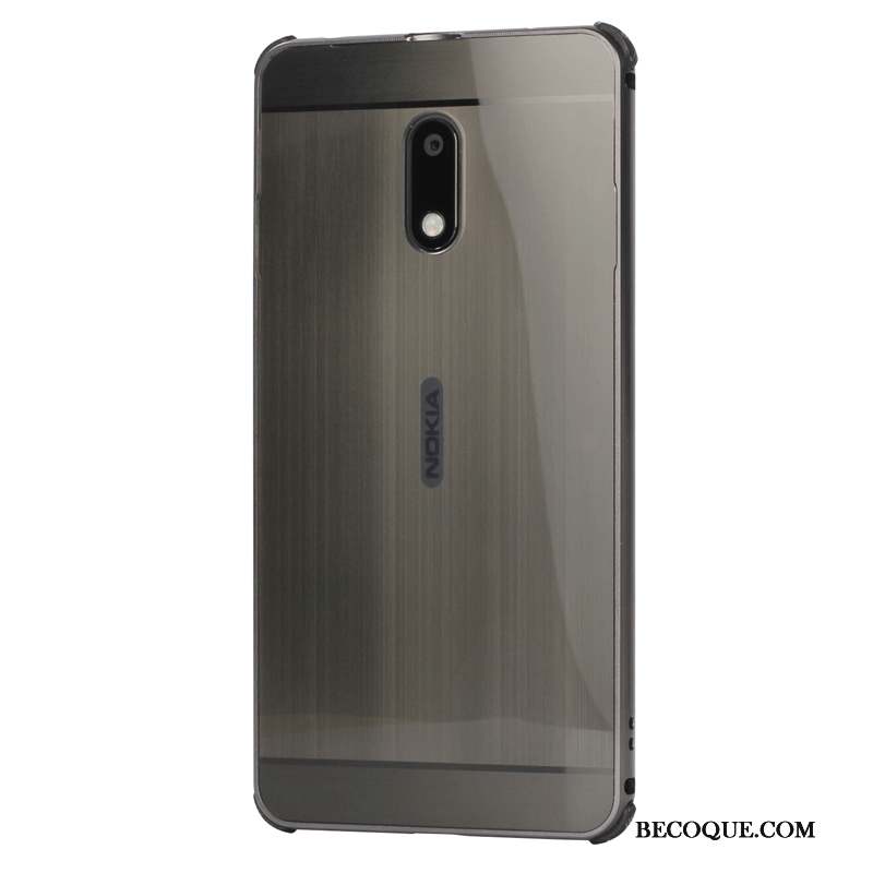 Nokia 6 Coque Métal Tendance Étui Border Argent Téléphone Portable