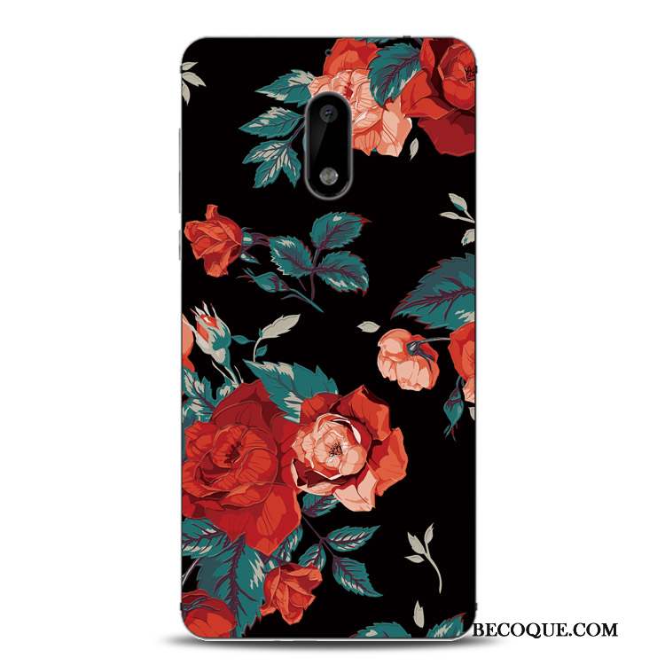 Nokia 6 Coque Silicone Protection Fluide Doux Fleur Tout Compris Gaufrage