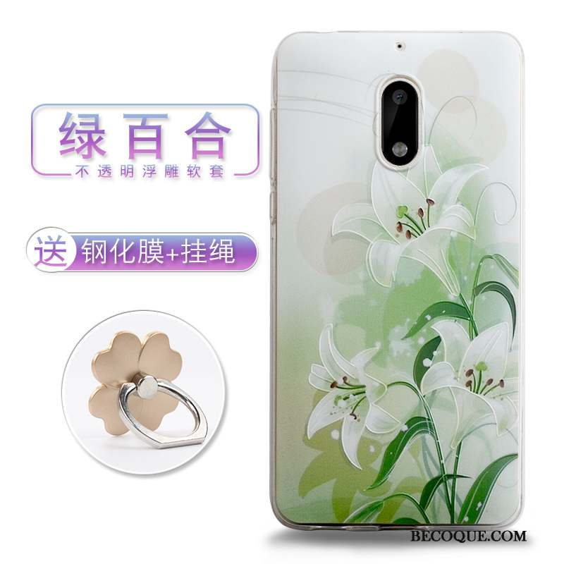 Nokia 6 Fleurs Incassable Tendance Coque De Téléphone Gaufrage Vert