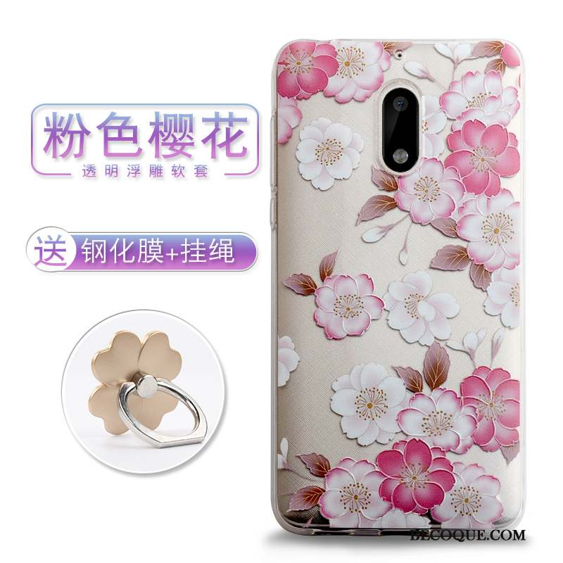 Nokia 6 Fleurs Incassable Tendance Coque De Téléphone Gaufrage Vert