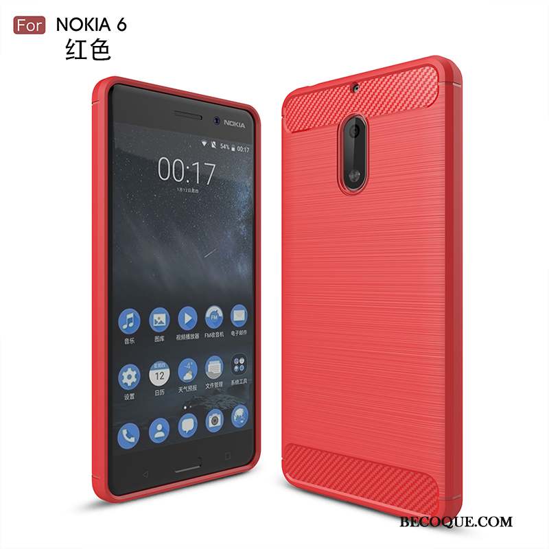 Nokia 6 Fluide Doux Tout Compris Incassable Silicone Rouge Coque De Téléphone