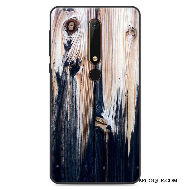 Nokia 6 Grain De Bois Nouveau Coque De Téléphone Gris Étui Vintage