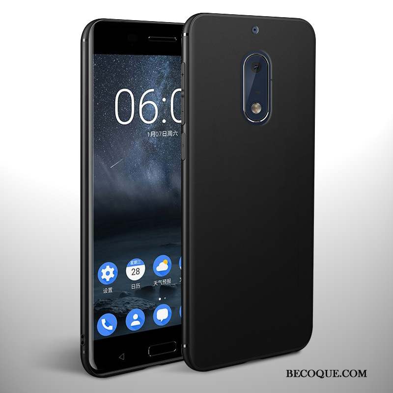 Nokia 6 Noir Incassable Étui Coque De Téléphone Délavé En Daim Nouveau