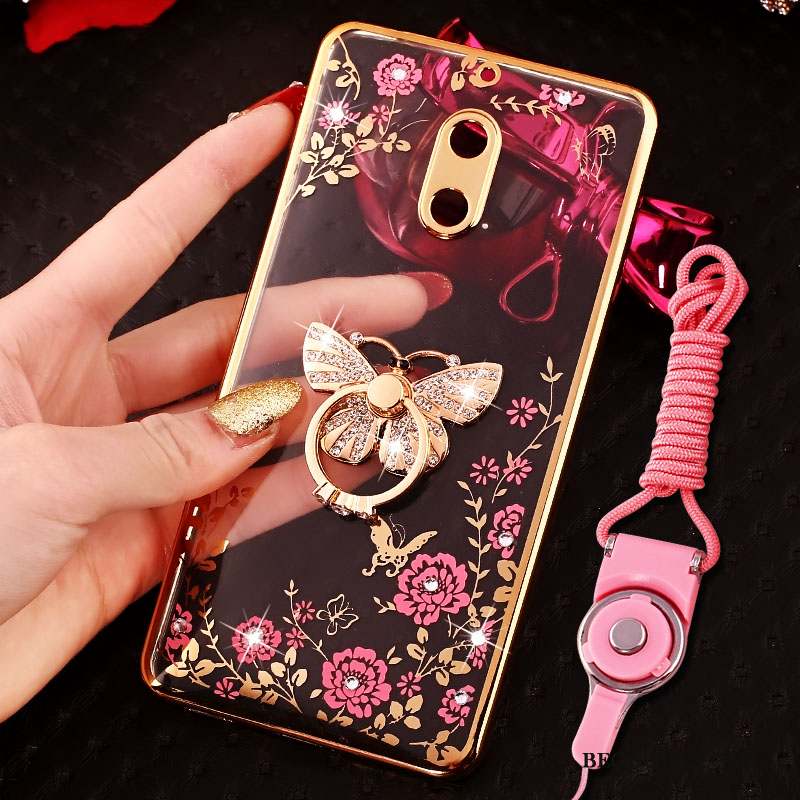 Nokia 6 Strass Coque De Téléphone Tendance Or Rose Anneau Créatif