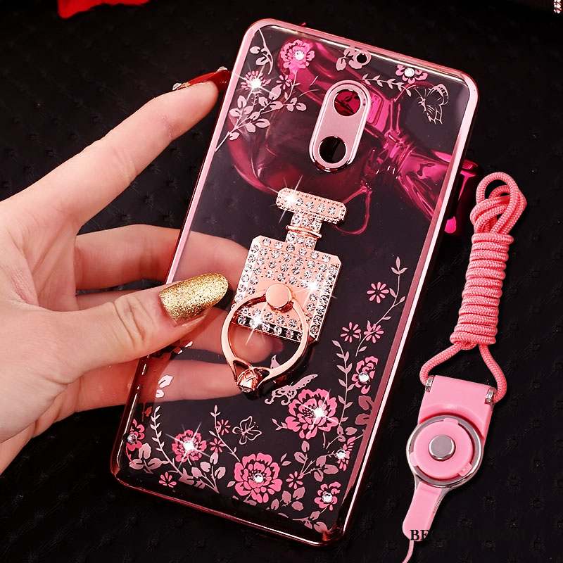 Nokia 6 Strass Coque De Téléphone Tendance Or Rose Anneau Créatif