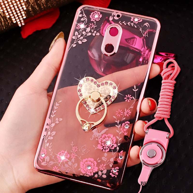 Nokia 6 Strass Coque De Téléphone Tendance Or Rose Anneau Créatif