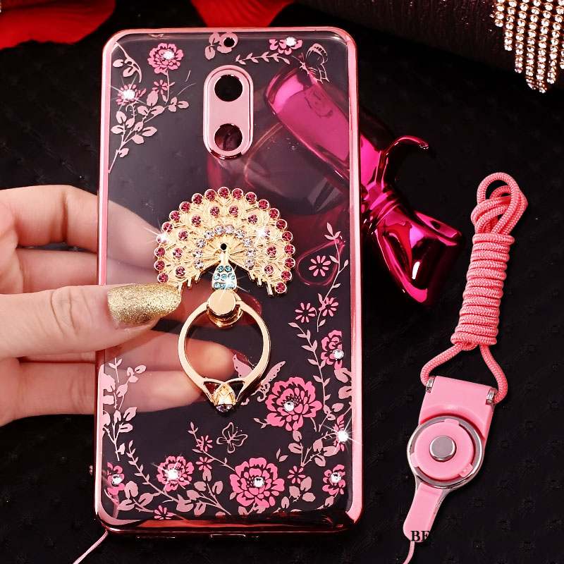 Nokia 6 Strass Coque De Téléphone Tendance Or Rose Anneau Créatif