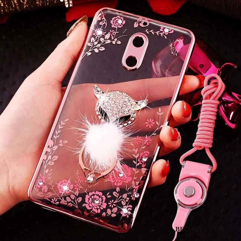 Nokia 6 Strass Coque De Téléphone Tendance Or Rose Anneau Créatif